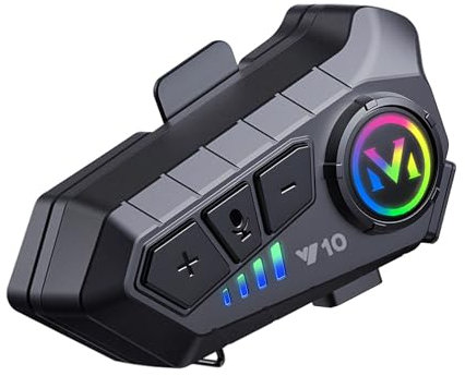 BTQILEYOO Y10 Motorcycle Helmet Bluetooth Headset, Bluetooth 5.3 Headphone, Smart Noise Reduction, HiFi Level Sound Quality, IPX6 Waterproof, 2 Different Types of Mic, Compatible with All Helmets