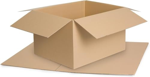 WePack 10 Stück Faltkarton 600x400x400 mm Außenmaß Versandkarton E-commerce Karton 1-Wellig 400G Braun Kartonage Verpackung Postkarton Versandschachtel Paket Päckchen