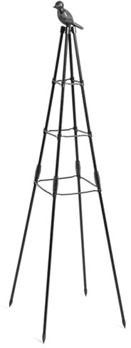 NOIRDA Gartenspalier Für Kletterpflanzen Draußen Drinnen, Wetterfestes Tower Obelisk Rankgitter, Spalier Für Garten, Schwarz(120cm/47.2in)