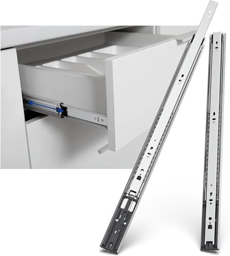 HGOuhK Schubladenschienen, 3 Abschnitte, Vollauszug, Kugellager, Schubladenführungen for Schrank, Küchenmöbel, Schublade Schubladenschiene(14 inches)