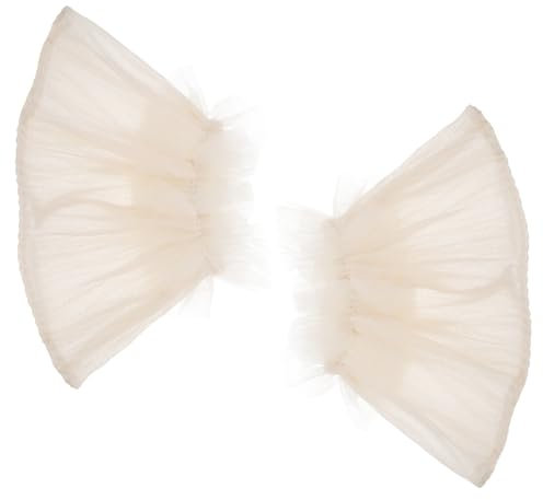 Gogogmee White Mesh Cuff Sleeve Removable Fake Wrist Accessory for Women Wedding Dress Costume Diy Masquerade Elastic Lightweight Arm Decoration