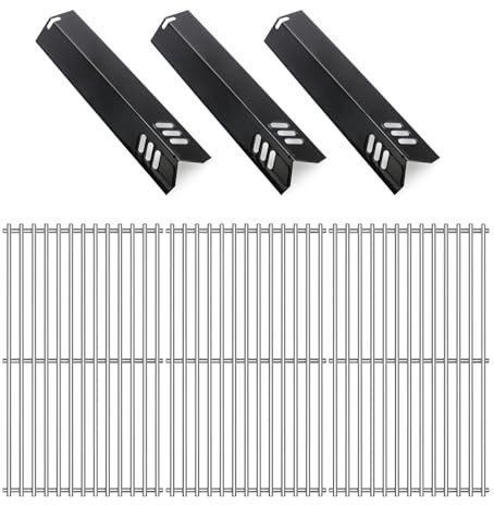 Kalomo Grill Grates Grill Replacement Parts for BBQ Uniflame Grill GBC1030W, GBC1030WRS, GBC1030WRS-C, GBC1134W, GBC1134WRS, Porcelain Steel Heat Plates Shield Cooking Grids Accessories