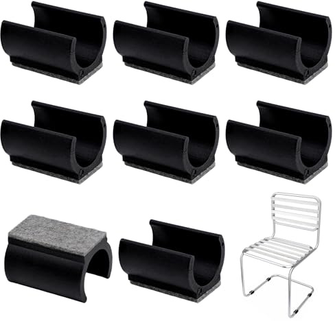 8pcs Chair Leg Floor Protectors with Felt Pads, Chair Leg Caps U-Shaped Tube Sleeve Tube Clamp Floor Protectors Non-Slip Plastic Chair Foot Floor Tubing Caps for 0.98inch/25mm Diameter Furniture Legs