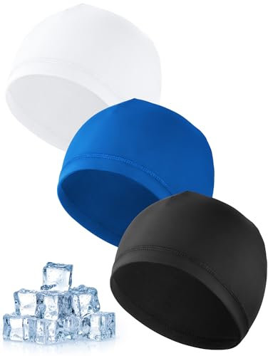 MELLIEX 3 Stück Cooling Fahrradmütze Unter Helm, Atmungsaktiver Eisseidenhut Sommer Sportmütze Multifunktionale Skull Cap für Herren Damen
