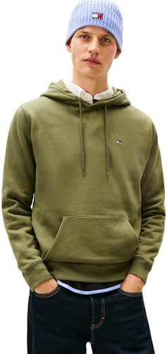 Tommy Jeans Herren Hoodie Regular Fit Flag Fleece mit Kapuze, Grün (Dark Greenery), XXL