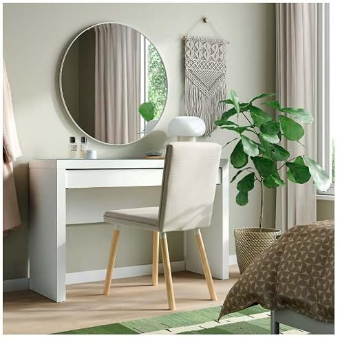 ZRIZAURA malm Large Glass Top Dressing Table 120x41x78cm Modern Vanity Desk with Drawer Makeup Storage Console Table Bedroom Workspace Organiser