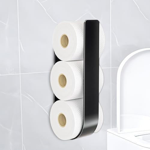 Almacenamiento de papel higiénico sin taladrar, almacenamiento de papel higiénico autoadhesivo, portarrollos de papel higiénico para 3 rollos, soporte de papel higiénico de repuesto de metal, soporte