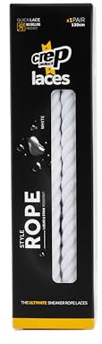 Crep Protect Shoe Laces – Stain-Resistant Sneaker Laces for Sneakers, Shoes & Boots – Fits Dunks, Air Force 1, Jordan, Timberland – 1 Pair (Rope Laces, White)