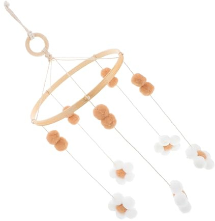 SWOOMEY Blumen-babymobile Fürs Babybett Boho-design Mobile Mit Kugeln Und Aufhänger Dekoratives Spielzeug Aus Buchenholz Und Filz Für Kinderzimmer Und Stubenwagen