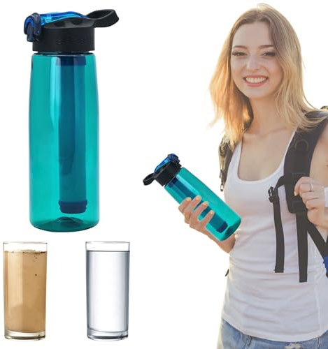 650 ml Luftreiniger-Wasserflasche zum Trinken, Wasserflasche mit 20-nm-Filter für Reisen, wiederverwendbar, ABS-Kunststoff, Pba-frei (grün)