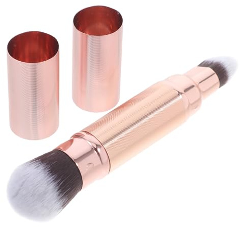 COLLBATH Dual Ended Retractable Makeup Brush Soft Blending Concealer and Foundation Brush Rose Gold Compact Cosmetic Tool for Travel and Everyday Use
