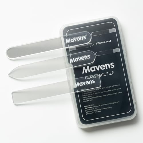 Mavens Glass Nail File Set with Case, Professional Crystal Fingernail Files for Natural Nails, Reusable Portable Manicure and Pedicure Nail Buffer, Manicure Tools for Home and Travel, Gift for Women.