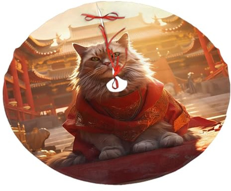 Verbotene Stadt und Katzen, bedruckt, 76,2 cm, Weihnachtsbaumrock – Weihnachtsfeier und Neujahrsparty-Dekoration, Baumrock