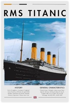 Titanic Schiff, RMS Titanic, Schiff, historisches Schiff, nautisches Dekor, maritimes, legendäres Schiff, Ozeanreise, Leinwand-Poster, Schlafzimmer, Dekoration, Landschaft, Büro, Raumdekoration