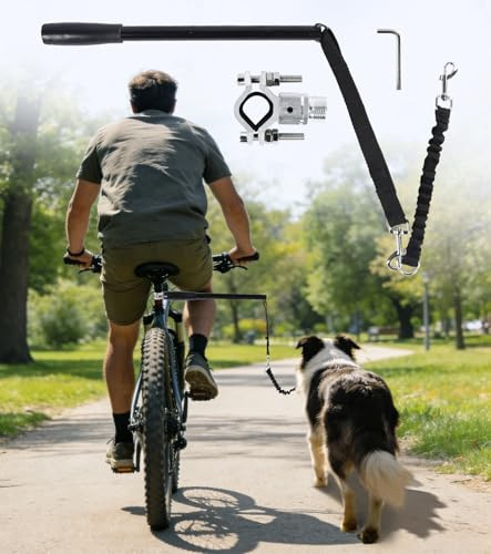 Premium Dog Bike Leash for Secure Cycling Elastic Bike Tow Leash with Quick Install Seat Post Dog Bike Attachment Heavy Duty 600lbs Capacity