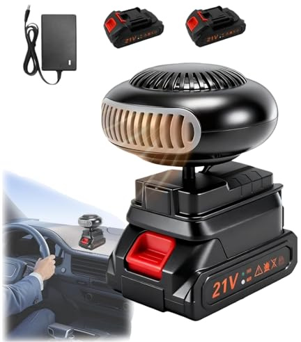 Auto-Batterie-Heizgerät, Batterie-Lüftungsheizgerät, Scheibenentfroster, USB-Anschluss aufladbares Heizgerät, geeignet für Innen- und Außenbereiche sowie Haushaltsbereiche (Zwei Batterien)
