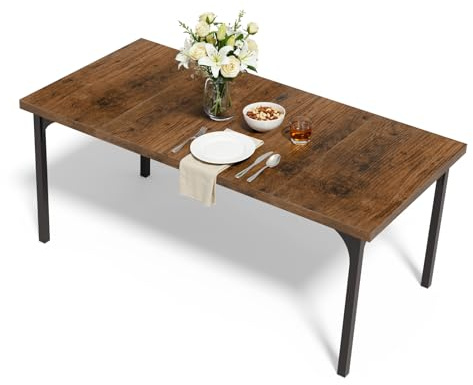 LEADZM Esstisch, Küchentisch, Esszimmertisch 180 x 90 cm (Braun) | für 6-8 Personen, Dining Table für Esszimmer, Büro, Arbeitszimmer