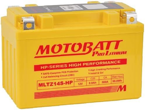 MOTOBATT - Batteria Litio Moto HP MLTZ14SHP | 12V 8.0Ah 560CCA | Ultraligera con BMS Integrado | Compatibile con YTZ12S, e altri | Compatibile con Honda, Yamaha, Kawasaki, Suzuki, BMW e tutti