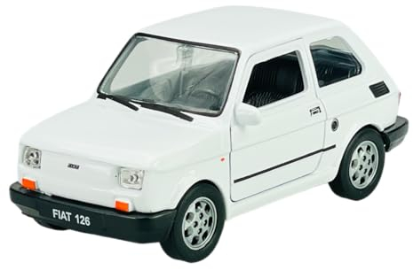 Welly FIAT 126 Weiss Baugleich Polski FIAT 126p 1972-2000 ca 1/43 1/36-1/46 Modell Auto