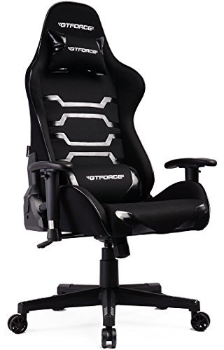 GTFORCE EVO CT RECLINING SPORTS RACING GAMING OFFICE DESK PC CAR FABRIC CHAIR (Black)