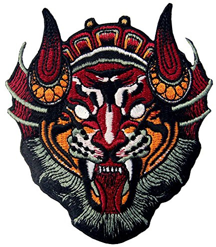 Chinese Monster Lion Mask Patch Embroidered Applique Iron On Sew On Emblem