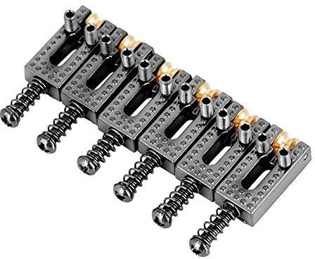 Dilwe Selle pour Guitare électrique, 6pcs Selles Roller Bridge pour Guitare électrique 4 Couleurs(Noir)