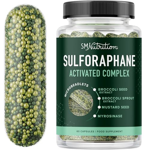 20MG Sulforaphane | from Broccoli Sprouts & Seed Extract | 565MG Microbeadlet Complex | 26MG of Glucoraphanin + Myrosinase | Complete NRF2 Activator, Antioxidant & Cellular Health Supplement | 60 Ct.