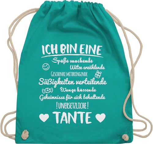 Turnbeutel Rucksack - Taschen - Ich bin eine Tante - Unisize - Türkis - geschenk für aunt tanten beutel geschenke tante. beste stoffrucksack tantes habe juterucksack auntie die turnbuetel aunts