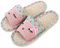 Pareja de Lino Zapatillas de casa de Estilo japonés niño Divertido Zapatillas de Dibujos Animados Transpirable Antideslizante luz de Fondo Regalo con Amor (38/39 EU,verde Claro)