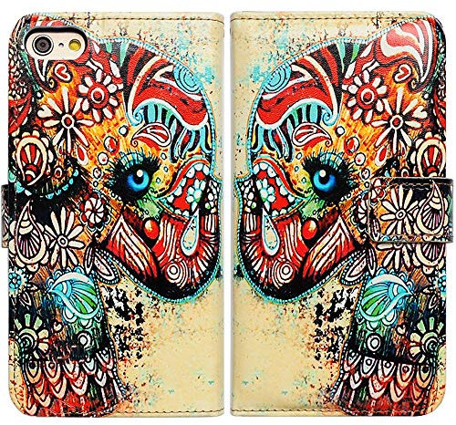 Bcov iPhone SE 2022 Case,iPhone SE 3rd gen Case,iPhone SE 2020 Case, Tribal Floral Elephant Leather Flip Phone Case Wallet Cover with Card Slot Holder Kickstand For iPhone SE 2020/iPhone 8/iPhone 7