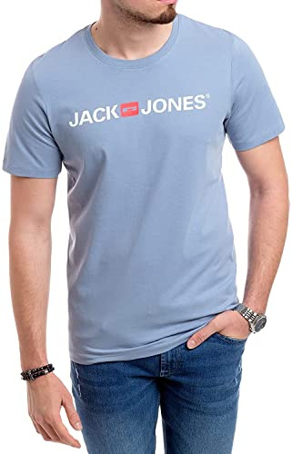 JACK & JONES Herren Jjecorp Logo Tee Ss Crew Neck Noos T-Shirt (Faded Denim, L)