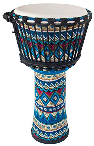 Ziegenleder-Trommel, Stoffnähte, Bongo, Kongo, Djembe-Trommel, 25,4 x 50,8 cm, ABS-Harz, leichtes Ziegenleder-Trommelfell für Anfänger, Blau mit Blumenmuster