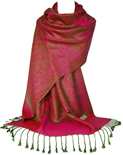 GFM® Pashmina-Stil weicher Schal mit geprägtem Paisleymuster -Rosa olivgrün - (P093-crtglbjtn)