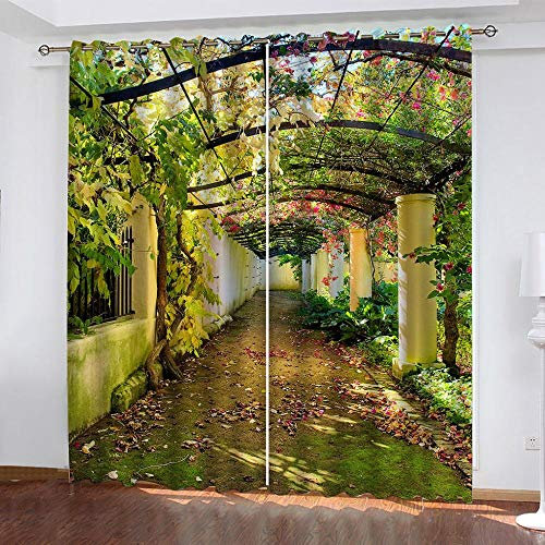 Gardinen 2Er-Set Vorhang Blickdicht Ösenschal Verdunkelungsvorhänge mit Ösen Gardinen Wärmeschutz & Geräuschreduzierung für Zimmer Garten Korridor - Größe: 140x245 cm (BxH)