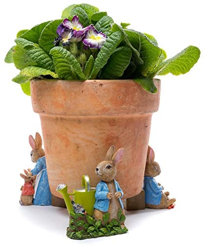 Potty Feet Beatrix Potter Peter Rabbit & Mrs Rabbit Figures Plant Pot Feet - Planter Support - Handmade Decorative Ornaments - 3pcs