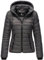 Navahoo Damen Steppjacke XS-XXL leichte Übergangsjacke mit abnehmbarer Kapuze, wasserabweisend, taillierter Schnitt B650 (S,Anthrazit)