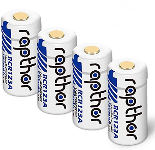 Rapthor Rechargeable Battery 123A for Arlo Wireless Security Camera Flashlight Smoke Detector Photo Printer Smart Sensor Alarm System 4 Pack 750mAh