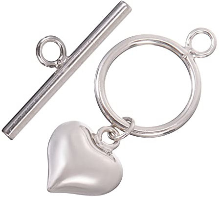 EXCEART 1 Satz Schmuckzubehör Halskette Mit Herzbild Halskette Mit T-Steg-Verschluss Schmuckverschlüsse Knebelverschlüsse Für Die Schmuckherstellung Silber- Halskette Verschluss Ot Armband