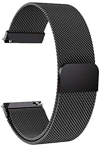 Kuaguozhe Magnetisch Armband Kompatibel mit ID205L, 19 mm Mesh Gewebte Edelstahl Armband, Kein Schnallendesign Metall Ersatzarmband für ID205L/ willful SW021/ YAMAY SW021/LIFEBEE ID205L,Schwarz