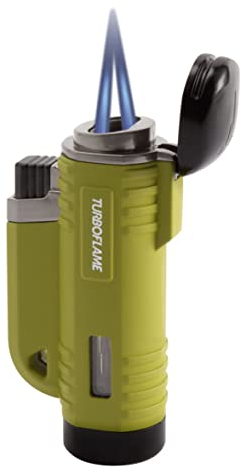 TURBOFLAME Vflame Green Briquet de camping rechargeable coupe-vent pour voile, survie et plein air