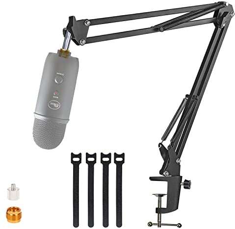 YUZUHOME Blue Yeti Bras de microphone réglable avec adaptateur à vis 3/8 à 5/8 et 3/8 à 1/4, noir