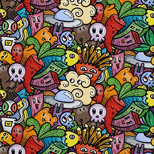 HEKO PANELS Oxford Wasserdichte Meterware Canvas-Stoff Polyester Zum Nähen Dekostoffe Wasserabweisend Blickdicht Comics 1 Meter 155 x 100 cm