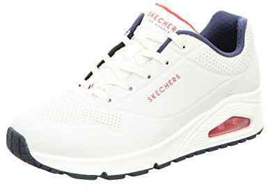 Skechers Damen Uno Stand On Air Turnschuhe, White Durabuck/Navy & Red Trim/ Mesh, 42 EU