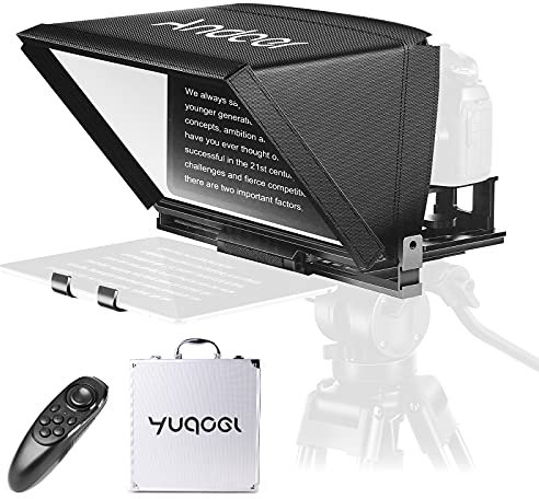 Teleprompter, Andoer A12 Portable Camera Teleprompter Prompter für DSLR/spiegellose Kameras Videoaufzeichnung Live-Streaming Interview Bühnenpräsentationsrede mit ferngesteuertem Tragetasche