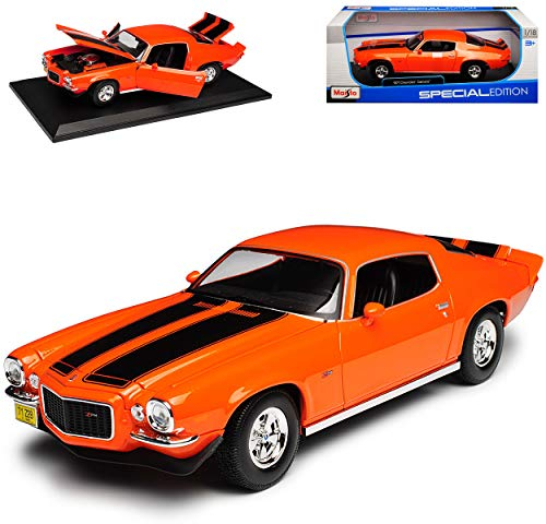 alles-meine.de GmbH Chevrolet Camaro Z28 Orange mit Schwarz 2. Generation 1970-1981 1/18 Modell Auto