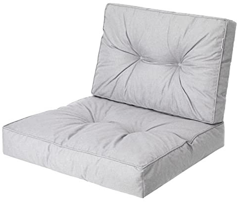 PillowPrim, Palettenkissen, Stulhkissen, Rattansessel, Outdoor, Auflage, Sitzkissen, Stuhlkissen, Rattanmöbel, Asche, 60 x 60 cm