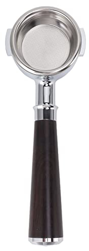 Bodenloser Siebträger E61 Brühfilterkorb 2 Ohren Griff aus Aluminiumlegierung Aluminiumlegierung, Holz 58 Mm Gefiltertes Aluminiumlegierungsmaterial Aluminiumlegierung (Sandelholz)