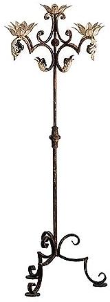 TentHome Vintage Rust Iron Floor Candelabra,Distressed Tall Candlestick Holder for Wedding, Dinning, Party (Five heads candle holder)