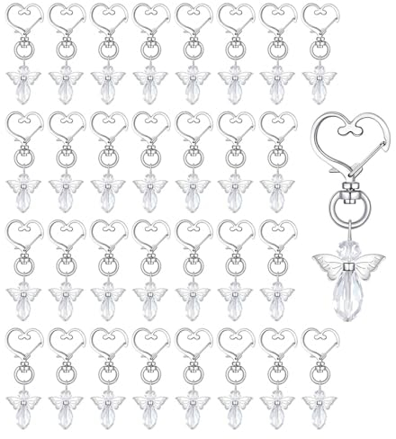 JZK 30 llaveros de ángel de cristal para bautizo, fiesta de baby shower, sagrada comunión, bautizo, regalos de ángel de boda, recuerdos de recuerdo para invitados