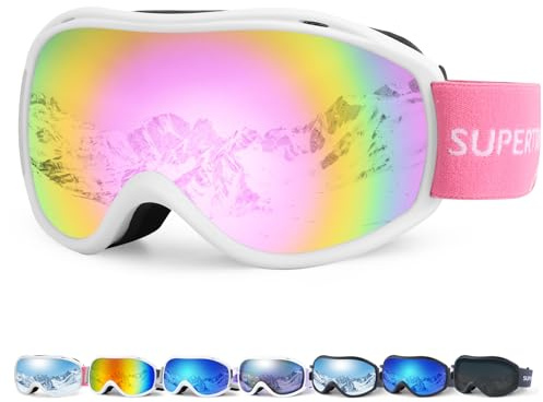 Supertrip Skibrille Damen Herren, Snowboard Brille für Brillenträger | Snowboardbrille Erwachsene Jugendliche OTG UV-Schutz Kompatibler Helm Anti Fog Skibrillen Sphärisch Verspiegelt